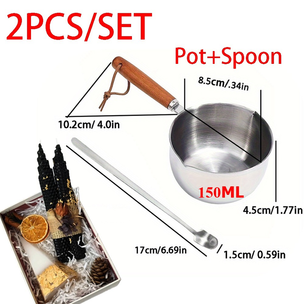 2PCS/SET Wood Handle Wax Melti - огляд і ціна Candle Making Jars
